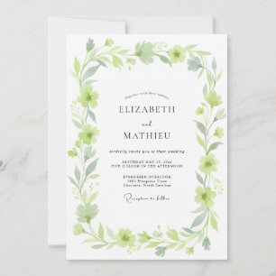 Chartreuse Silver Foliage Eucalyptus Wedding Invitation