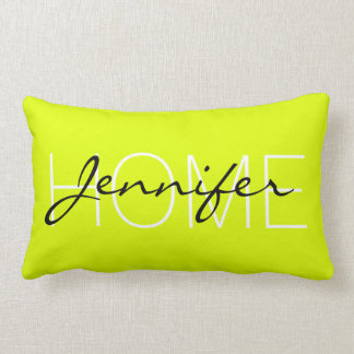 Chartreuse (traditional) colour home monogram lumbar pillow