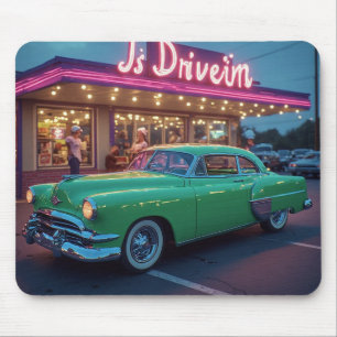 Chartreuse Vintage Rocket Coupe Classic Fifties Ca Mouse Pad