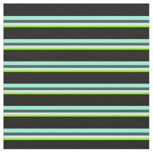 Chartreuse, White, Grey, Aquamarine & Black Fabric