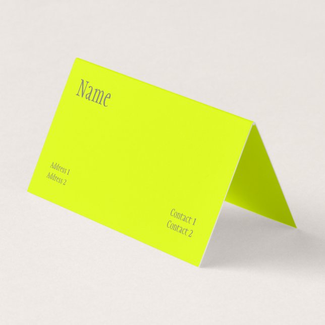 chartreuse yellow - bold text folded business card (Front)