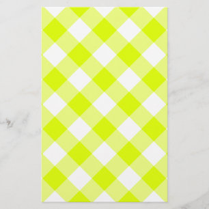 Chartreuse Yellow Gingham Stationery