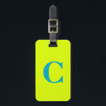 Chartreuse Yellow Green Blue Monogram Initials Luggage Tag<br><div class="desc">Monogrammed initial and also personal details like name,  address,  phone number and email all of which you can edit. Designed with attractive solid neon yellow colour background,  you can change the colour if you wish. Cool travel gift idea for him or her.</div>