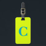 Chartreuse Yellow Green Blue Monogram Initials Luggage Tag<br><div class="desc">Monogrammed initial and also personal details like name,  address,  phone number and email all of which you can edit. Designed with attractive solid neon yellow colour background,  you can change the colour if you wish. Cool travel gift idea for him or her.</div>