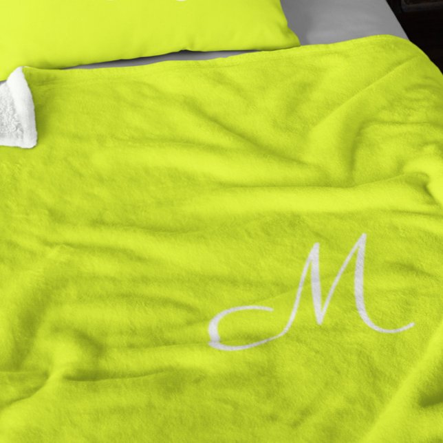 Chartreuse yellow -  monogrammed     fleece blanket (Creator Uploaded)