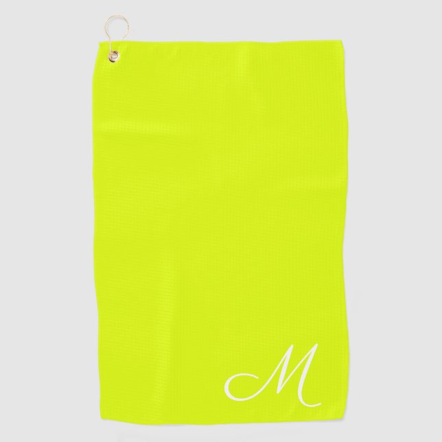 Chartreuse yellow -  monogrammed    golf towel (Front)