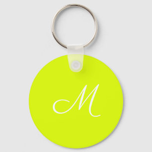 Chartreuse yellow -  monogrammed keychain