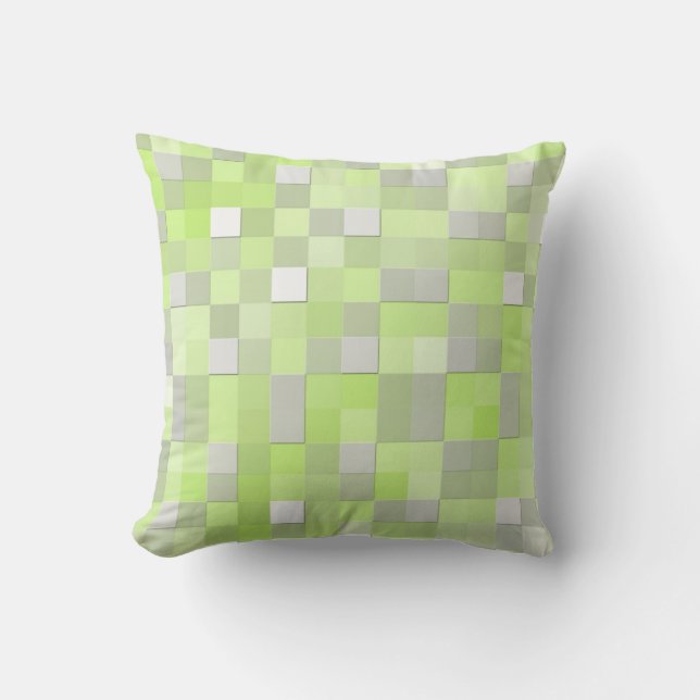 Chartreuse Yellow Mosaic Pattern Throw Pillow (Front)