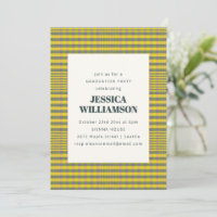 Chartreuse Yellow Preppy Plaid Graduation Party