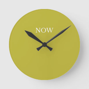 Chartreuse Yellowish Green Colour Now Fun Round Clock