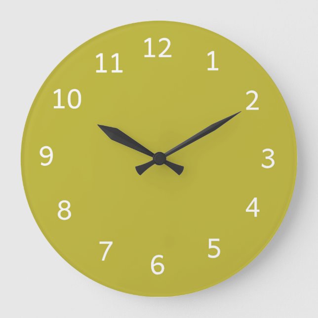 Chartreuse Yellowish Green Solid Colour Minimalist Large Clock (Front)