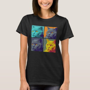 Chartreux Cat Pop Illustration Colorful Animal T-Shirt