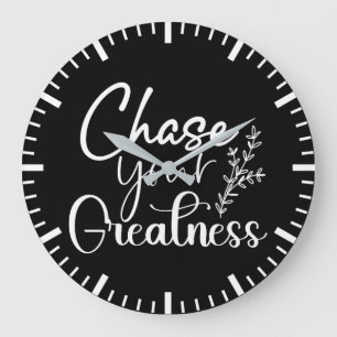 Chase Greatness - Gym Hustle Success Motivational Large Clock