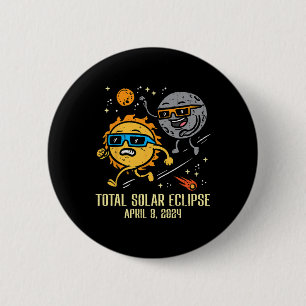Chase Sun Total Solar Eclipse 2024 April Women Men 2 Inch Round Button