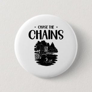 Chase The Chains Disc Golf Frisbee Art  2 Inch Round Button