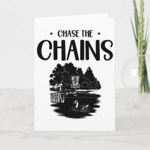 Chase The Chains Disc Golf Frisbee Art  Card