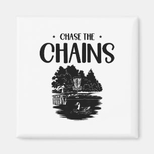 Chase The Chains Disc Golf Frisbee Art Magnet