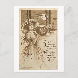 Chase the Halloween Ghosts Away Vintage Postcard