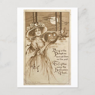 Chase the Halloween Ghosts Away Vintage Postcard