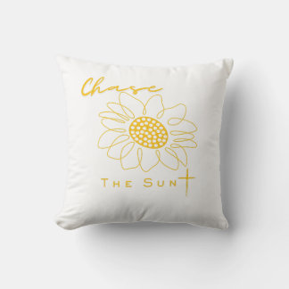 "Chase the Sun" Sunflower Outdoor Throw Pillow