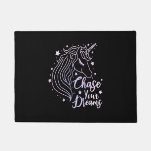 Chase Your Dreams Unicorn Shirt Girls Pink Purple Doormat