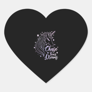 Chase Your Dreams Unicorn Shirt Girls Pink Purple Heart Sticker