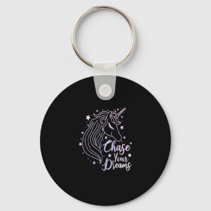 Chase Your Dreams Unicorn Shirt Girls Pink Purple Keychain