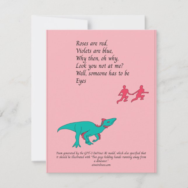 Chased by dinosaur AI-generated card (Front)