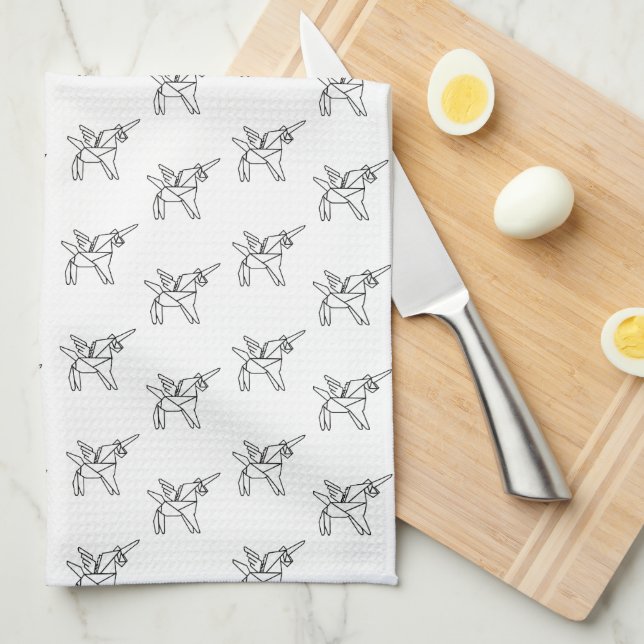 Chasin' Unicorns Geometric Crystal Unicorn Pattern Kitchen Towel (Quarter Fold)