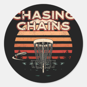 Chasing Chains Disc Golf Hobby Disc Golfer Pastime Classic Round Sticker