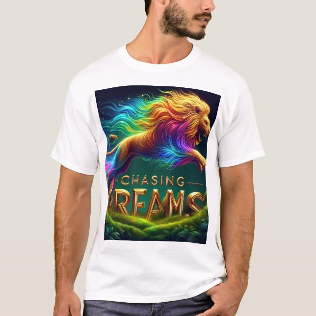 Chasing Dreams - Vibrant Cheetah in Neon Prism T-Shirt (Front)
