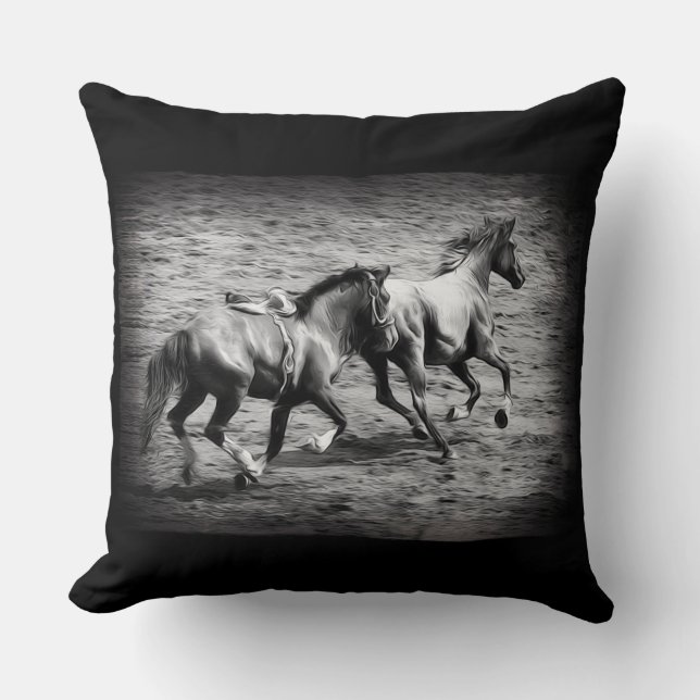 Chasing Freedom - Equine Art Fleece Blanket Throw Pillow (Front)