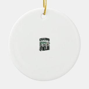 Chasing Goals Soccer Vintage Field Shirt Design_1 Ceramic Ornament
