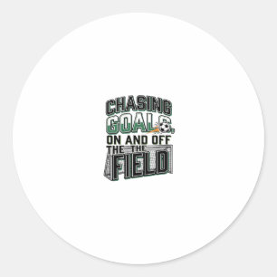 Chasing Goals Soccer Vintage Field Shirt Design_1 Classic Round Sticker