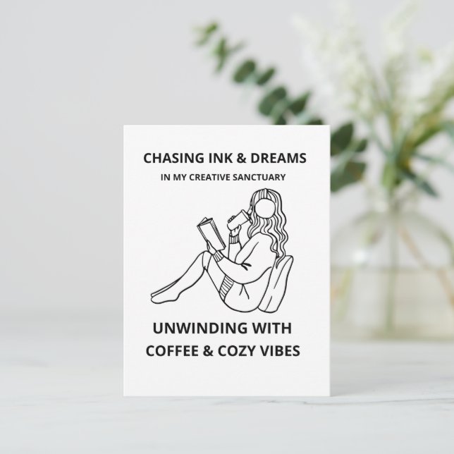 Chasing Ink and Dreams | Cozy Creative Sanctuary  Postcard (Standing Front)