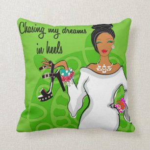 Chasing my dreams in heels throw pillow