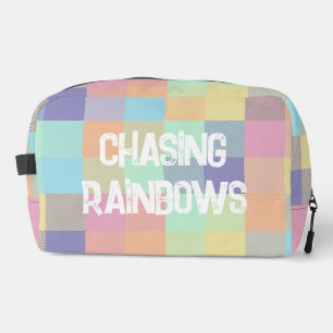 Chasing Rainbows Pastel Colours Buffalo Check Plai Dopp Kit