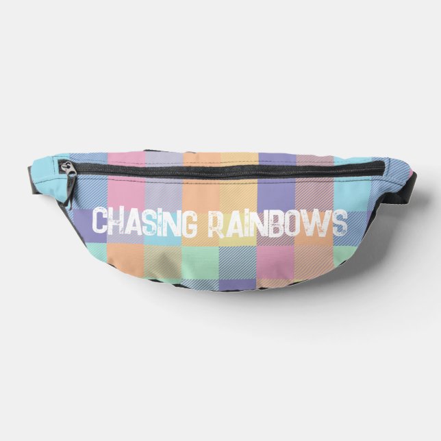 Chasing Rainbows Pastel Colours Buffalo Check Plai Fanny Pack (Lay Down)