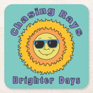 Chasing Rays Square Paper Coaster
