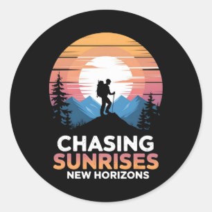 Chasing Sunrises New Horizons Outdoor Hiking  Classic Round Sticker