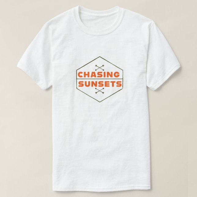 "Chasing Sunsets: Capture the Magic of Golden Hour T-Shirt (Design Front)