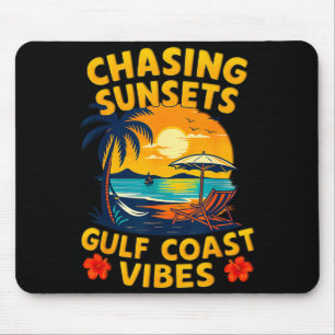 Chasing Sunsets Gulf Coast Vibes Retro Beach Mouse Pad