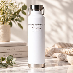 Chasing Sunsets Not Perfection Inspirational Water Bottle