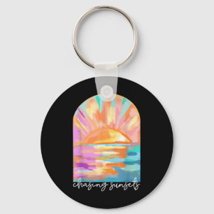 Chasing Sunsets Summer Vacation Hawaii Beach Funny Keychain