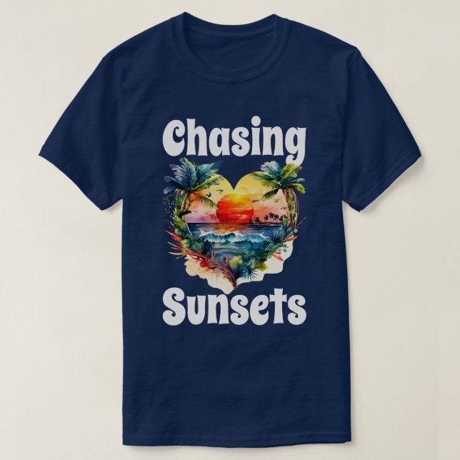 Chasing Sunsets Women Beautiful Summer Motivationa T-Shirt (Design Front)