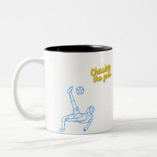 Chasing the Goal | Motivational Sports Design for  Two-Tone Coffee Mug