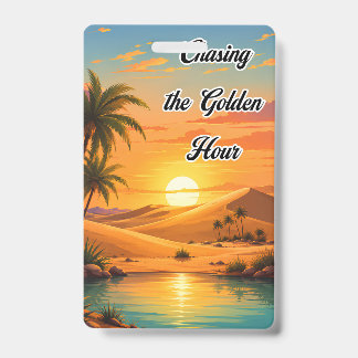 Chasing the Golden Hour Desert Sunset Aesthetic Badge