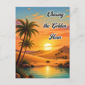 Chasing the Golden Hour Desert Sunset Aesthetic Holiday Postcard