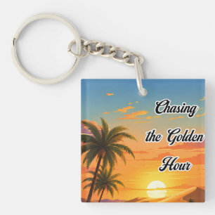 Chasing the Golden Hour Desert Sunset Aesthetic Keychain