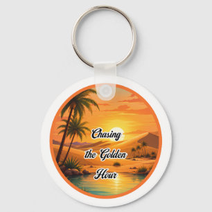 Chasing the Golden Hour Sunset Oasis Aesthetic Keychain